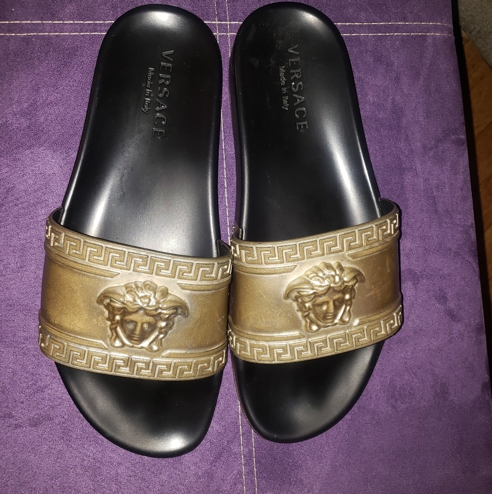 VERSACE Men's Medusa-Head Slide Sandals Size 43